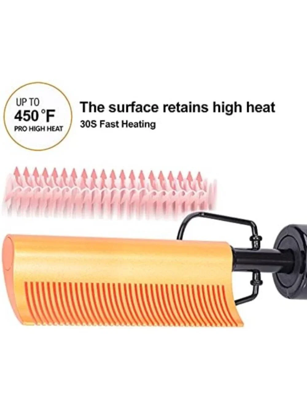 Curved Ceramic Hair Straightener & Heat Press Comb, 450°F Dual Voltage